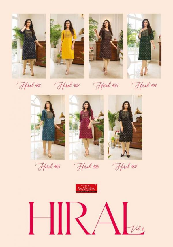 Wanna Hiral 4 Embroidery Wear Rayon Designer Kurti Collection